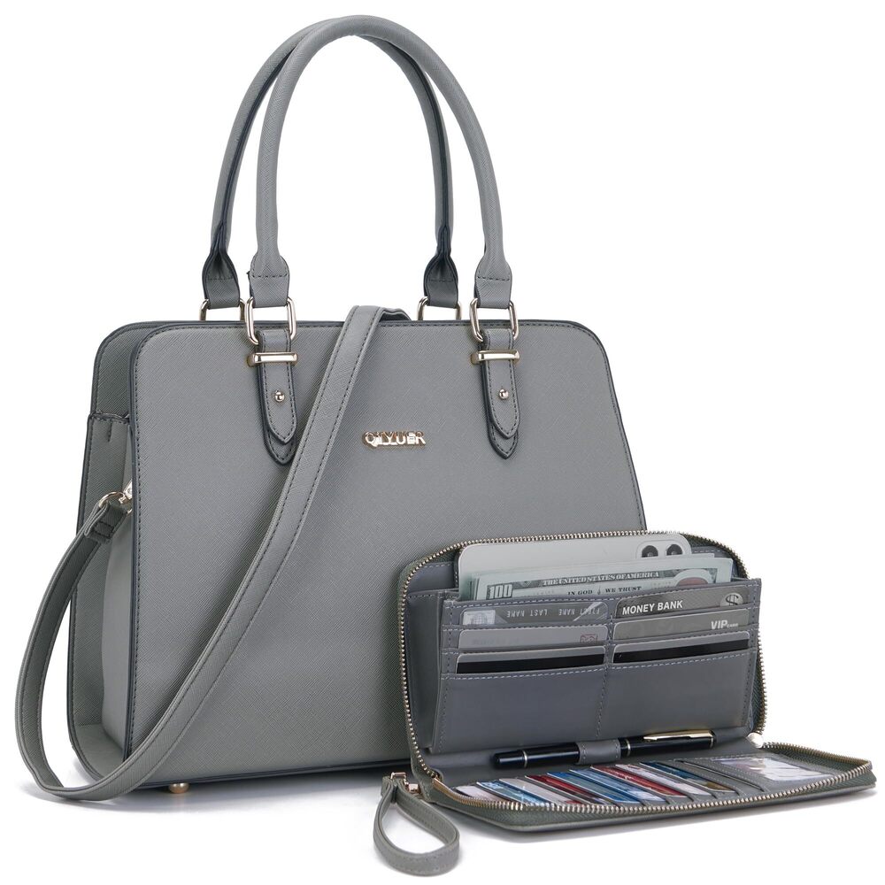 8895 Purse Purses And Handbags Satchel Wallet Sets Work Tote Bags DarkGrey